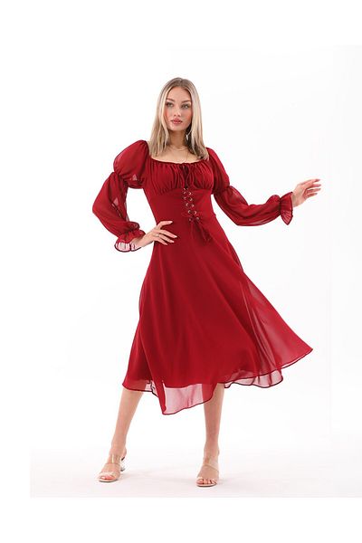 CİXAPLE Chiffon Eyelet Dress