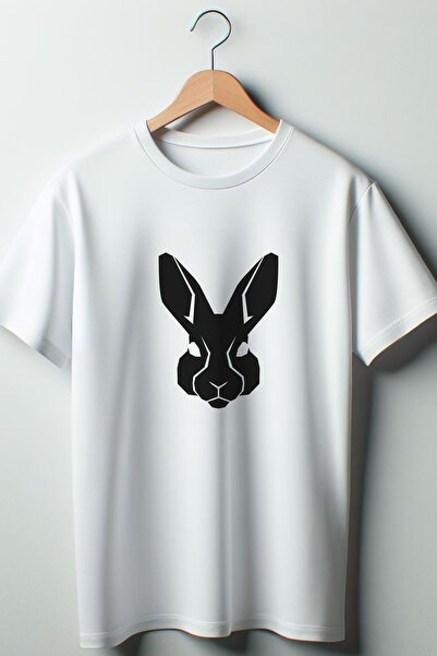 Vordevia Λευκό μπλουζάκι με στάμπα Rabbit Oversize Wide Fit Unisex Crew Neck