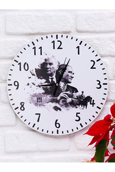 Deep Craft Dekoratif Ahşap Duvar Saati Salon,Ofis,Büro,Ev Şık Tasarım-Atatürk