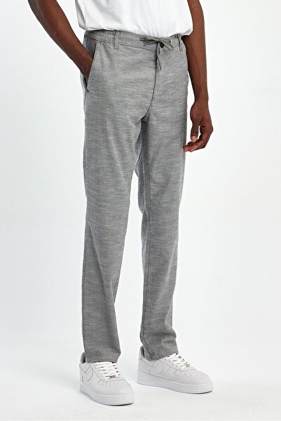 EXPLODE - Erkek Gri Slim Fit Rahat Kesim Beli Bağlamalı Yan Cepli Jogger Pantolon