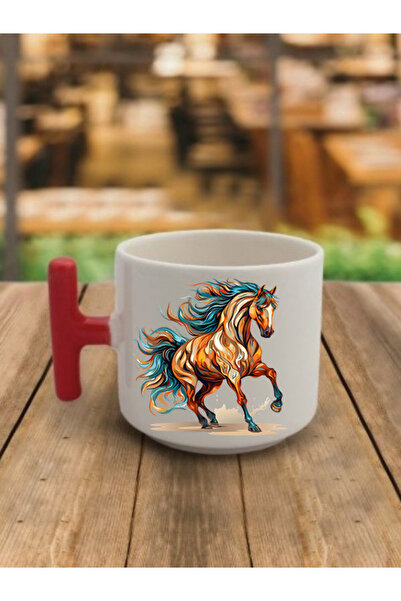 lili hediyelik Running Horse Printed Mug Cup - Ceramic Tea, Coffee Gift Cup
