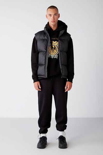 GRIMELANGE Schwarze Comfort-Jogginghose für Herren – weich, erhöht und elastisch