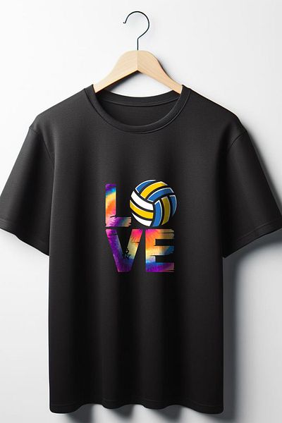 Vordevia Μαύρο μπλουζάκι με στάμπα βόλεϊ Oversize Wide Fit Unisex Crew Neck