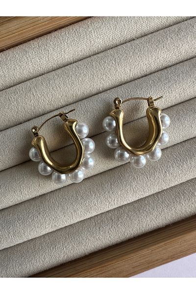 ringbox Steel Non-tarnish Pearl Oval Earrings
