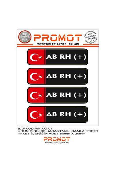 MOTOSEPETİM KAN GRUBU 3D KABARTMALI STİCKER KAN GRUBU KASK GRENAJ 16