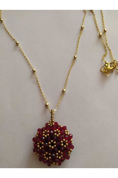 Sam Large Cevşen Necklace with Chain - Crystal Bead Detail, Handmade Gift