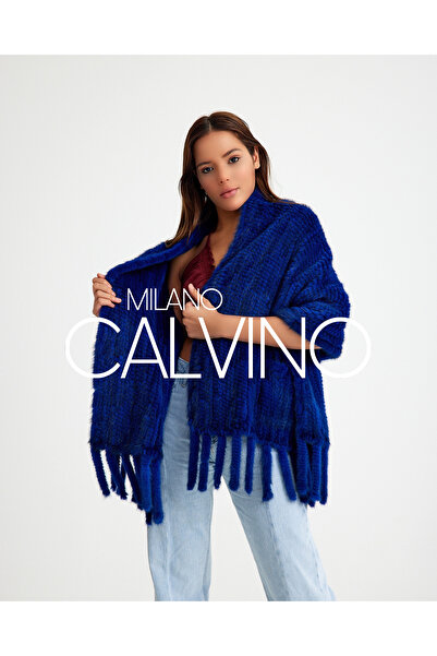 Milano Calvino Vizon Örme Kürk Şal