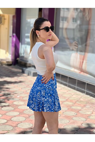 La Perla Boutique Patterned Women's Shorts Skirt - Elastic Waist