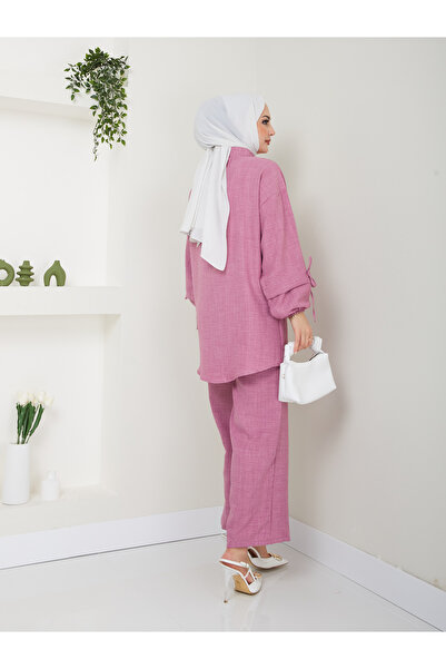 VOLT CLOTHİNG Damenanzug aus Leinen mit Knöpfen