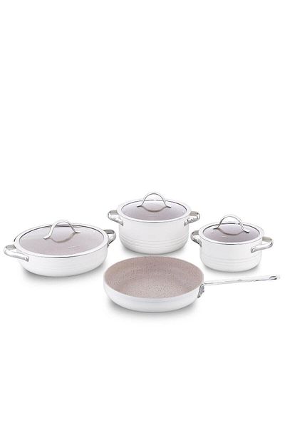 KORKMAZ Line 7 Piece Crush Casting Volcanite Cookware Set =NEW SERIES=