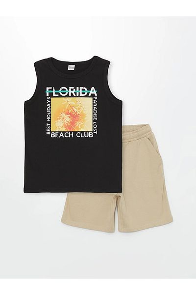 LC Waikiki LCW Kids Crew Neck Printed Boys' Tank Top and Shorts