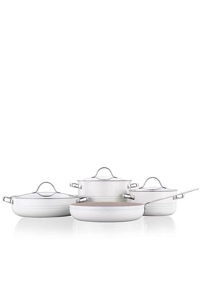KORKMAZ Line 7 Piece Crush Casting Volcanite Cookware Set =NEW SERIES=