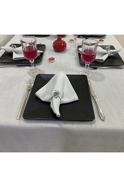 Zeren Home Set gri de 6 - șervețel de servire fără griji cu aspect de in sclipitor
