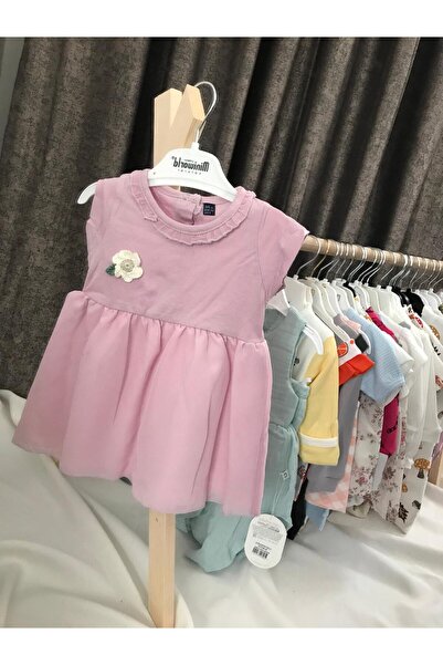 Babexi Çiçek Detaylı Lila Renginde Eteği Tüllü Kız Bebek Ve Çocuk Elbisesi %1...
