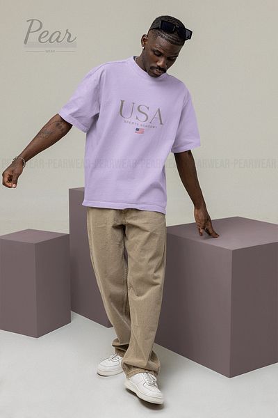 Pear Wear Μπλουζάκι USA Printed Unisex T-shirt Oversize