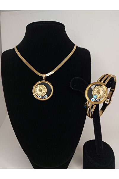 Romea Açılan, Çeyrek Koyulabilen, Yarım Koyulan Italyan Zincir Kolye & Fanuslu Kaburga Kelepçe Takı Seti