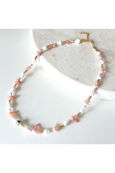 CHARMLUCKY Sea Shell Crystal Bead Necklace