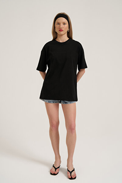 Quzu Μαύρο Oversize Basic T-Shirt