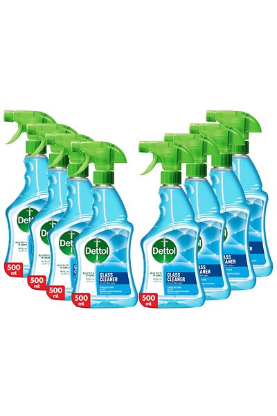 Dettol Glass Cleaner Spray Bottle, 500 ml X8