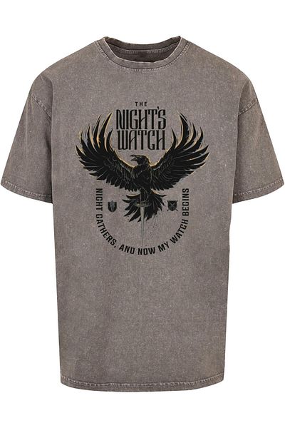 ABSOLUTE CULT Herren Game Of Thrones - The Night's Watch Acid Washed Oversize Tee