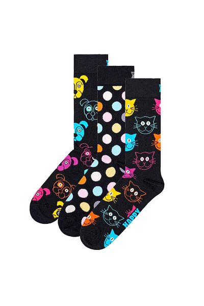 Happy Socks Packung mit 3 Unisex-Socken – Classic, Muster, Baumwollmischung, Gemischte Farben