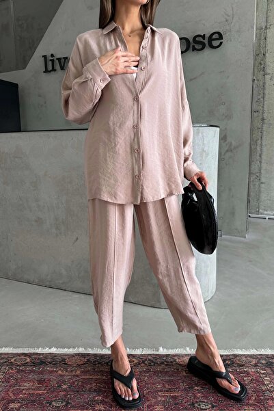 Eka Set cămașă și pantaloni pentru femei Mink - 1009-2185