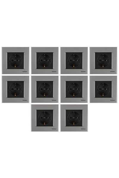 YTE Netelsan Silver Black Matte Socket - 10 Pieces Grounded