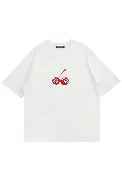 Mad&Calf Γυναικείο μπλουζάκι με στάμπα 8 Cherries Ball Oversize