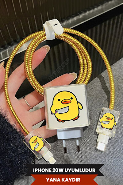 WANNA PROTECT iPhone 18W/20W Uyumlu Şeffaf Şarj Başlığı Adaptörü Koruma Kablo...