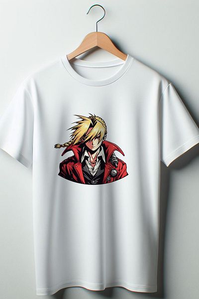 Vordevia Λευκό μπλουζάκι Full Metal Alchemist με στάμπα Oversize Wide Fit Unisex Crew Neck