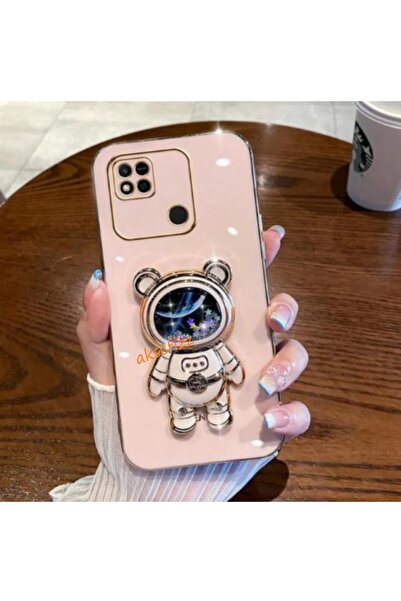 AKSEFİZZ Xiaomi Redmi 9c Uyumlu Akışkan Sıvılı Simli Yıldızlı Ayıcık Astronot...
