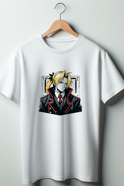 Vordevia Λευκό μπλουζάκι Full Metal Alchemist με στάμπα Oversize Wide Fit Unisex Crew Neck