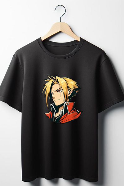 Vordevia Fullmetal Alchemist Printed Unisex Oversize Μαύρο T-Shirt - Crew Neck