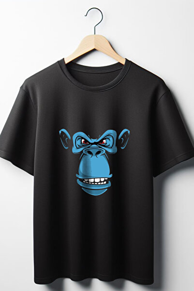 Vordevia Gorilla Štampano Oversize kroj široka unisex majica okrugla kragna crna