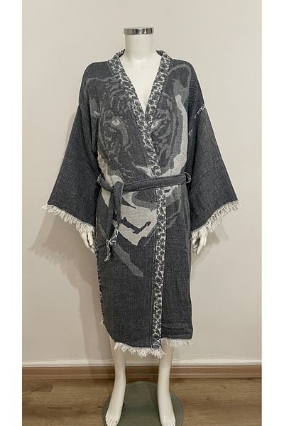 ŞIK STİL Natural Cotton Kimono Caftan Bathrobe -917