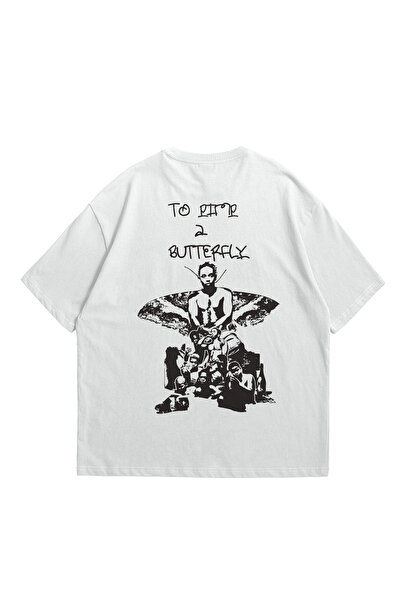 Scrovtie Дамска Мъжка Бяла Тениска с принт Kendrick Lamar Pimp a Butterfly, о...