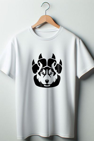 Vordevia Λευκό μπλουζάκι με στάμπα Wolf Oversize Wide Fit Unisex Crew Neck