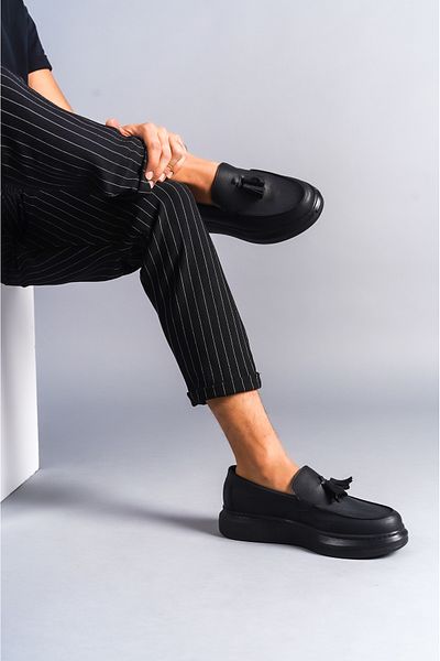 BZ Moda B154 ST Laceless Orthopedic Sole Corcik Type Tufted Men's Classic Daily Shoes Black