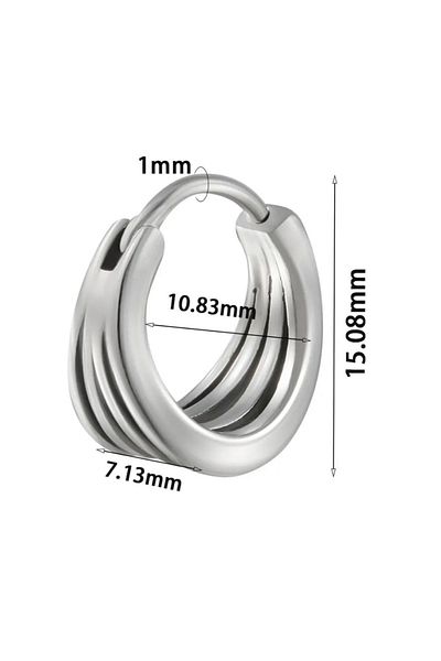 Jaida Moda Unisex Silver Color Gothic Steel Hoop Earrings