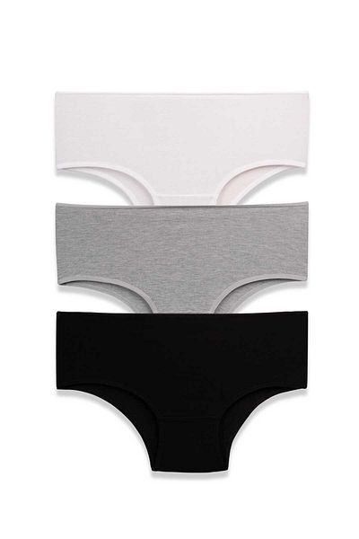 Lolitam Set de chiloți de damă din 3 piese din bumbac Lycra cu talie foarte înaltă
