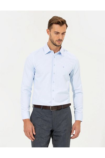 Pierre Cardin Cămașă albastru deschis pentru bărbați - Potrivire relaxată