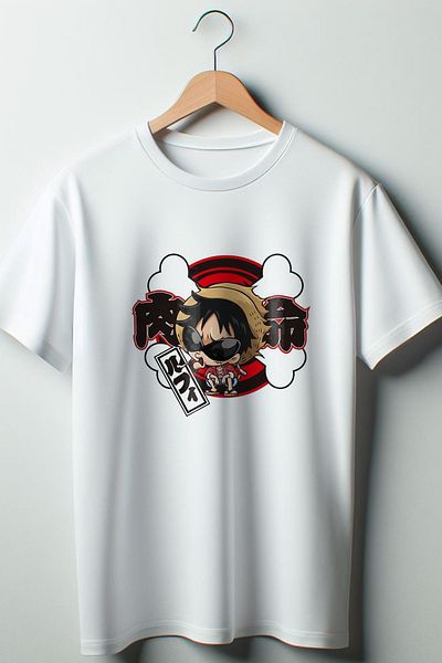 Vordevia Tricou alb unisex cu decolteu rotund, imprimat dintr-o bucată