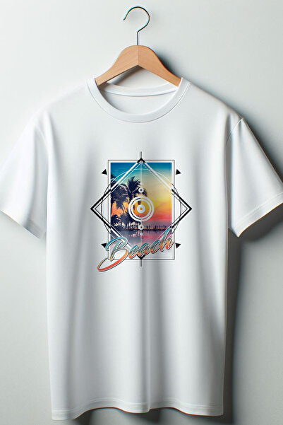 Vordevia Bela Oversize kroj Palm Štampano Unisex okrugla kragna T-shirt