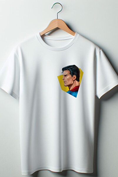 Vordevia Superman Štampano Oversize kroj široka unisex okrugla kragna bela ma...