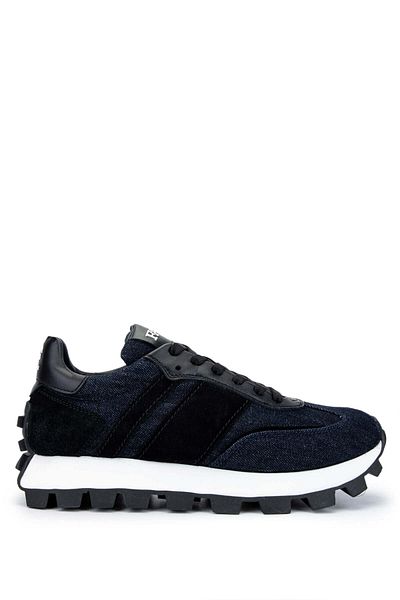 FABI Men's Leather & Textile Navy Blue/Black Sneakers & Sports Shoes