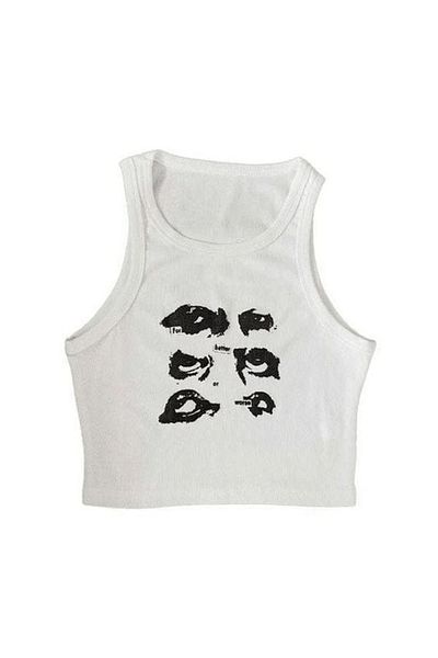 Gofeel Y2k Tech - Ελαφρύ Crop Top με λεπτομέρεια σε κομμένο πρόσωπο