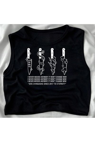 Gofeel Harajuku Knife Snake Detail Tech Crop Tank