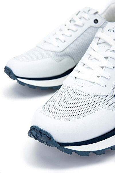 FABI Erkek Hakiki Deri Beyaz/Mavi Sneakers & Spor Ayakkabı