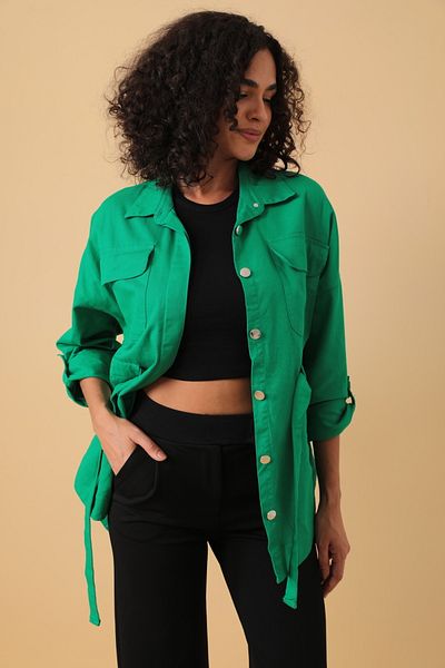Asist Women's Waist Tie Belt Detailed Women's Jacket - 0259
