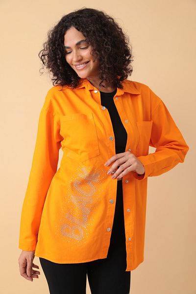 Asist Oversize Women's Shirt - Lettering Stone Print - 0243